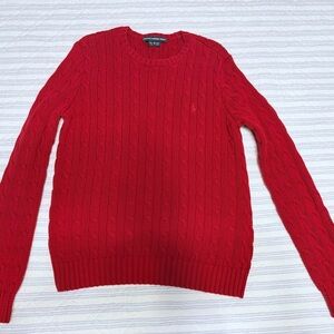 Men's Red Cable Knit Sweater